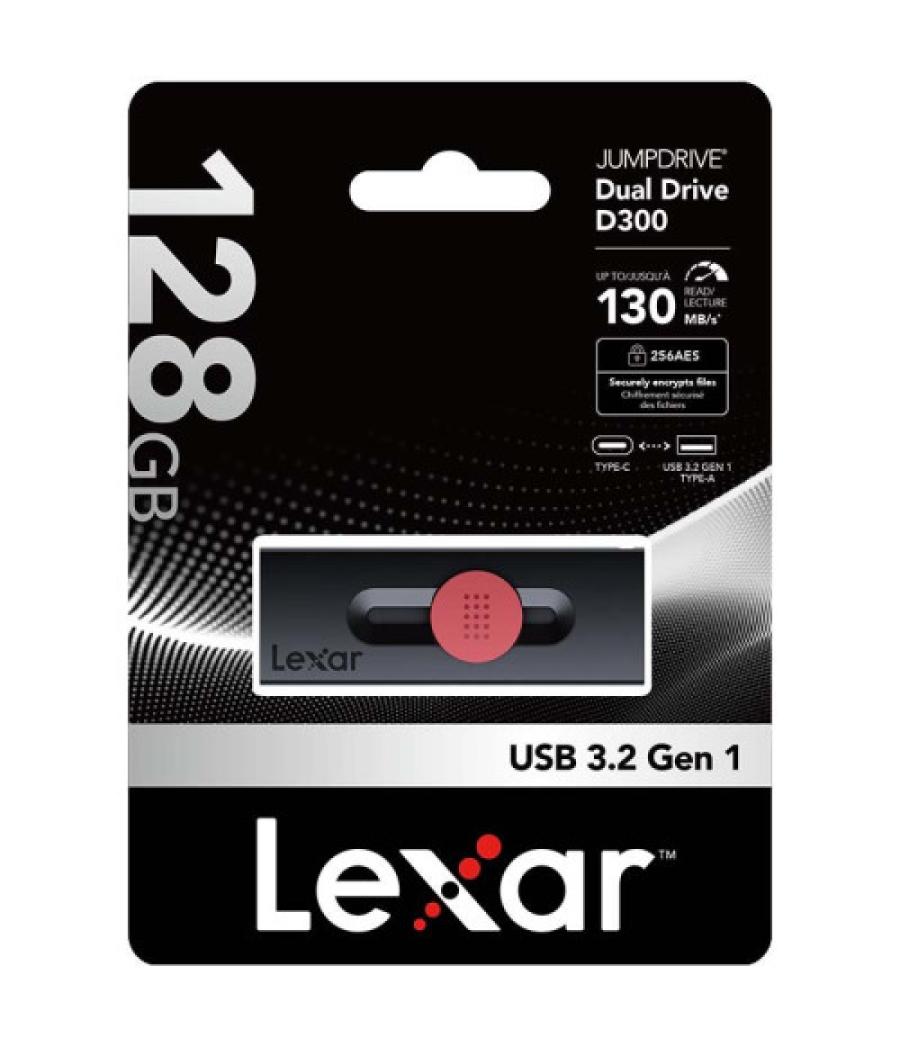 Lexar 128gb dual type-c and type-a usb 3.2 flash drive, up to 130mb/s read