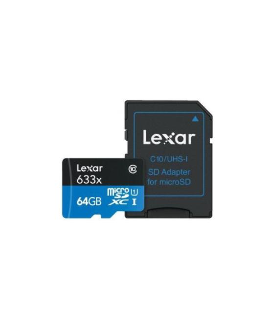 Lexar 64gb high-performance 633x microsdxc uhs-i, up to 100mb/s read 45mb/s write c10 a1 v30 u3