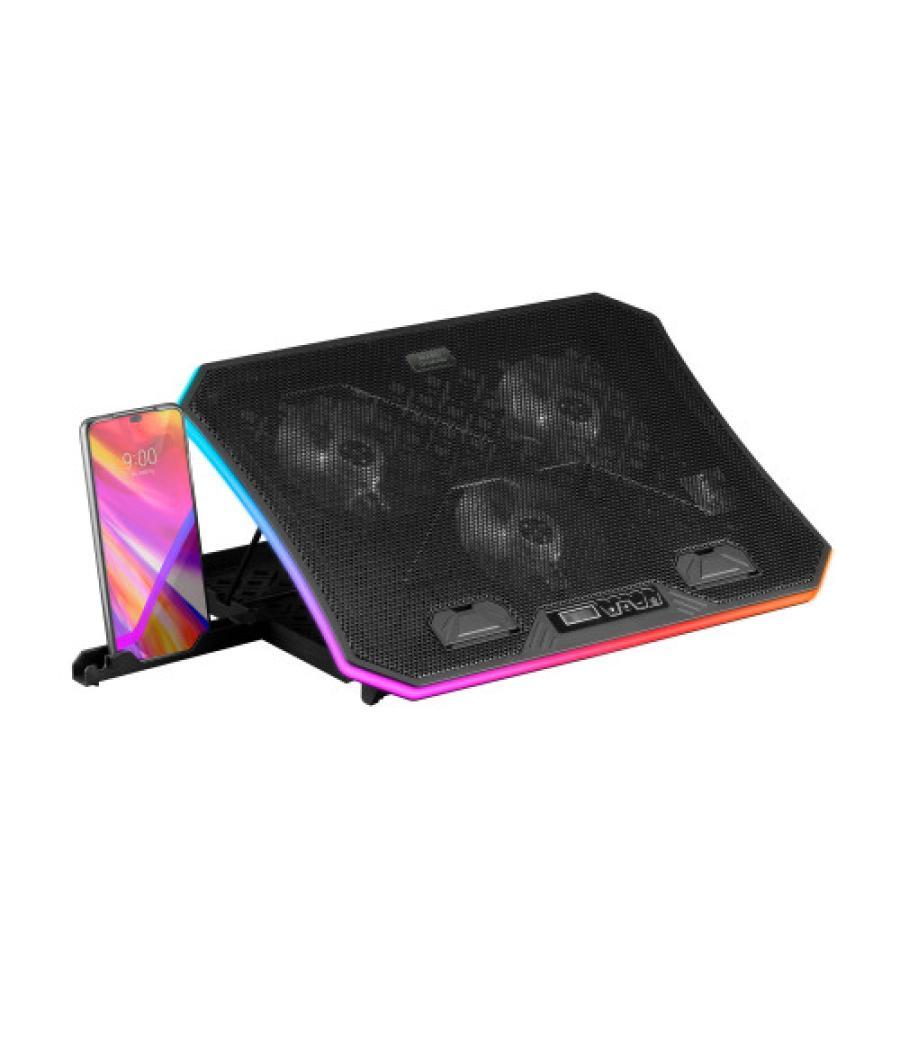 Mars gaming mnbc6, base refrigeradora + stand xl 19'' argb, 3 ventiladores, soporte móvil