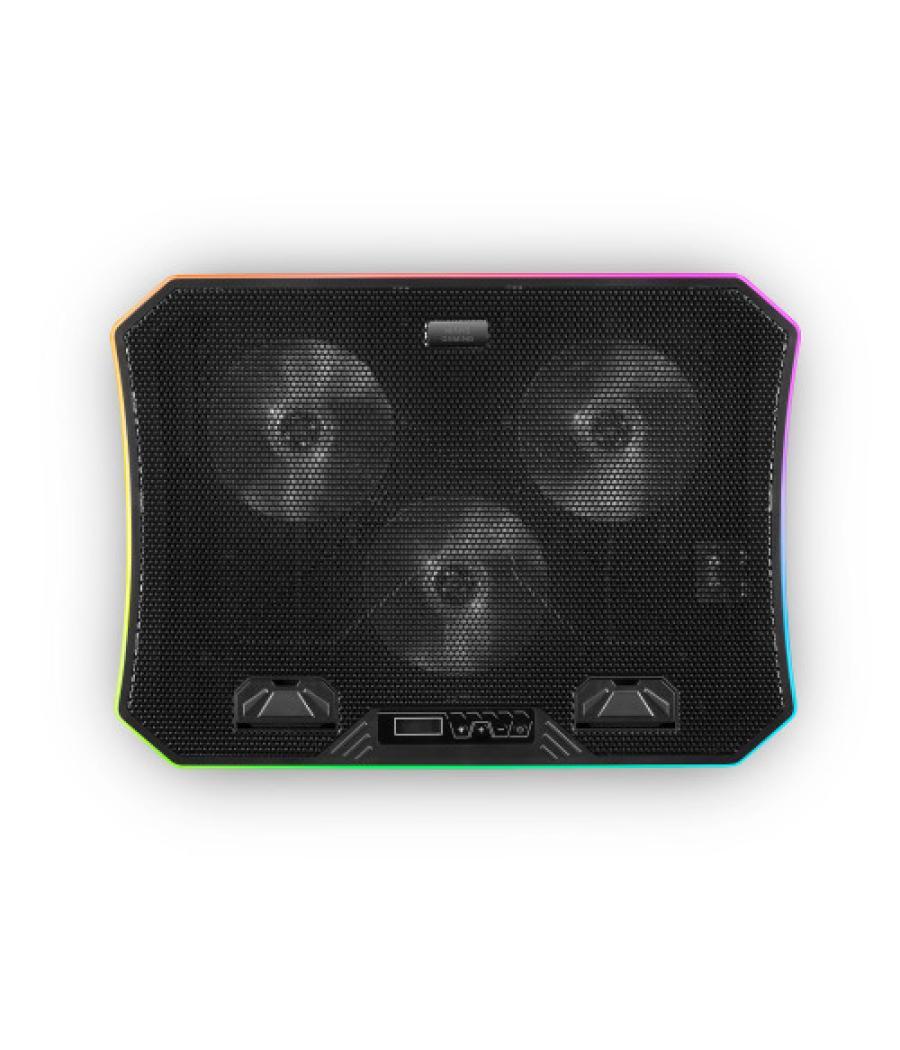 Mars gaming mnbc6, base refrigeradora + stand xl 19'' argb, 3 ventiladores, soporte móvil