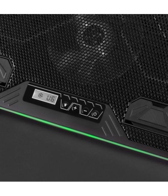 Mars gaming mnbc6, base refrigeradora + stand xl 19'' argb, 3 ventiladores, soporte móvil