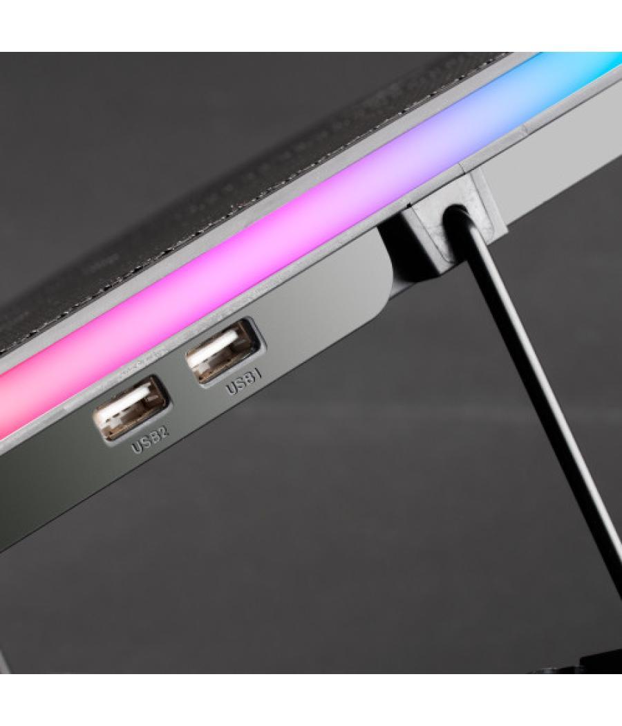 Mars gaming mnbc6, base refrigeradora + stand xl 19'' argb, 3 ventiladores, soporte móvil