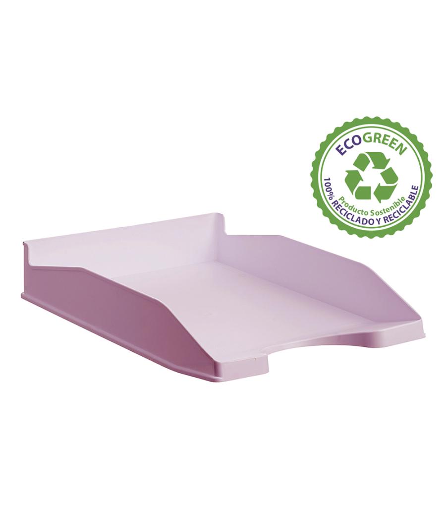 Bandeja sobremesa archivo 2000 ecogreen plástico 100% reciclado apilable formatos din a4 y folio color rosa