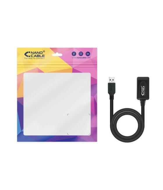 Cable alargador usb 3.0 con amplificador nanocable 10.01.0311/ usb macho - usb hembra/ 5m/ negro