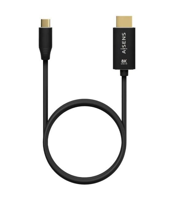 Cable conversor aisens a109-0712/ usb tipo-c macho/ hdmi 8k macho/ hasta 27w/ 6000mbps/ 2m/ negro