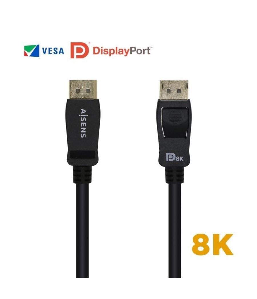 Cable displayport 1.4 8k aisens a149-0431/ displayport macho - displayport macho/ 1m/ certificado/ negro