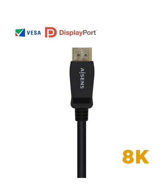 Cable displayport 1.4 8k aisens a149-0431/ displayport macho - displayport macho/ 1m/ certificado/ negro