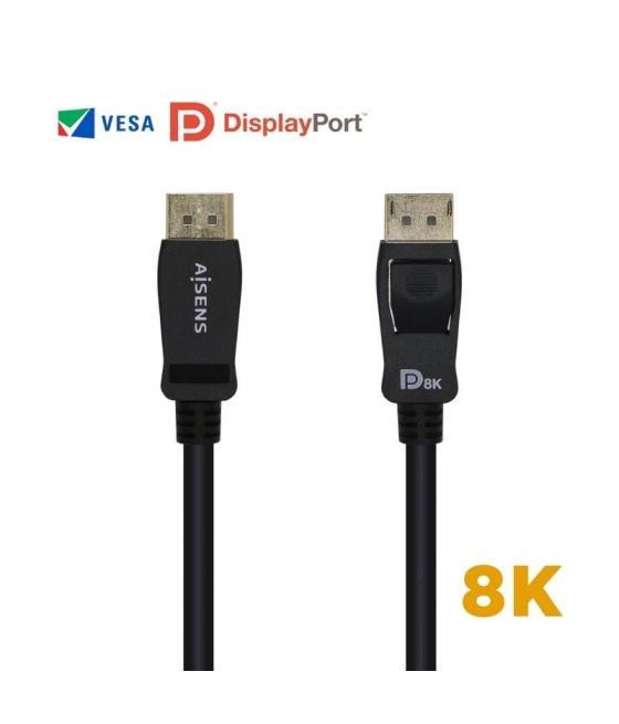 Cable displayport 1.4 8k aisens a149-0432/ displayport macho - displayport macho/ 2m/ certificado/ negro