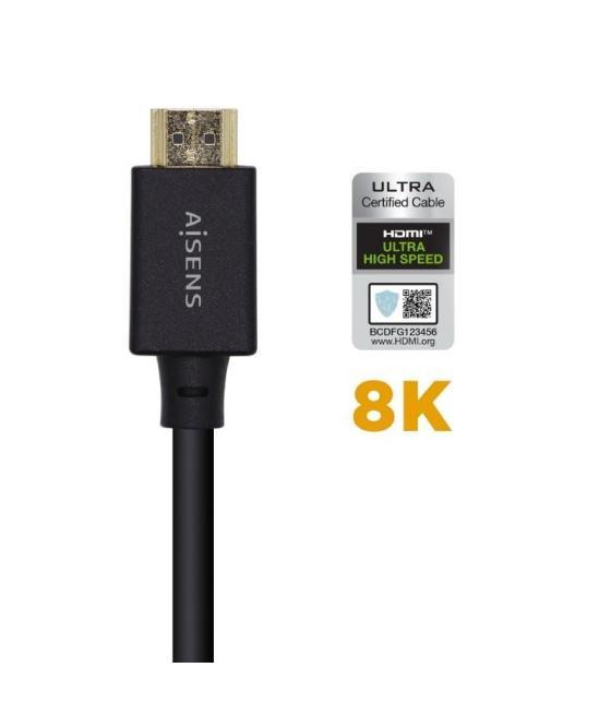 Cable hdmi 2.1 8k aisens a150-0421/ hdmi macho - hdmi macho/ 1m/ certificado/ negro