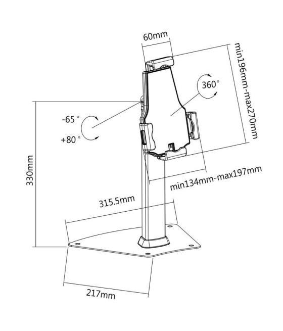 Soporte para tablet con antirrobo aisens ms1p03-113/ negro