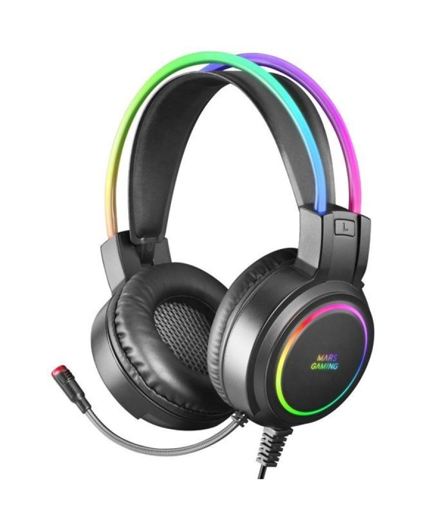 Headset mars gaming mhrgb black jack 3.5mm iluminacion 360º chroma sonido ultra-bass 3d micro abatible con cancelacion de ruido