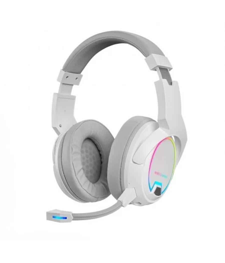 Headset wireless mars gaming mhw100 white 2.4gpro cancelacion de ruido activa enc + pasiva drivers 50mm iluminacion argb micro e