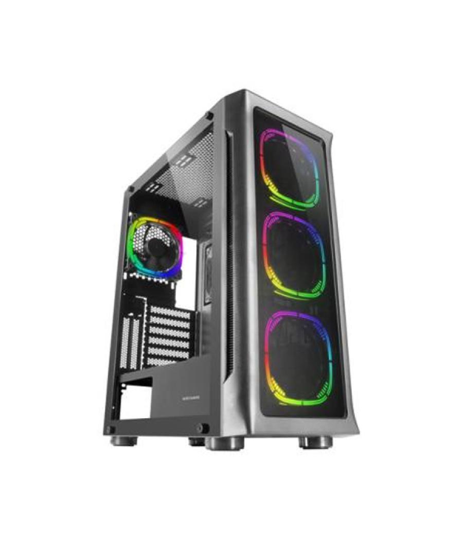 Caja e-atx torre gaming mars gaming mc-neo black premium 4 ventiladores argb frontal y lateral de cristal templado sin fuente de