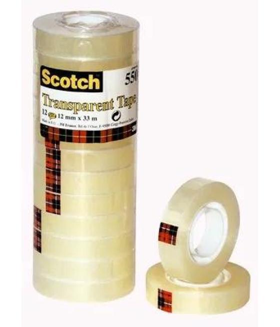 Scotch cinta transparente 550 12x33m -pack 12 rollos-