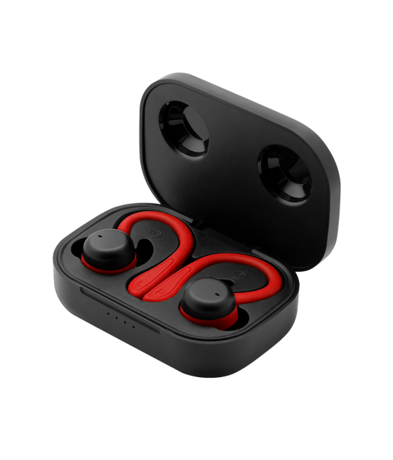 Auriculares deportivos spartan bluetooth 5.3 manos libres accesorios intercambiables detalles en rojo