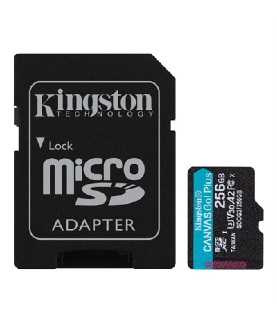 Tarjeta memoria micro secure digital sd xc 256gb kingston canvas go! plus clase 10 uhs - i u3 + adaptador sd