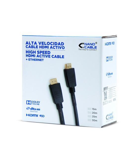 Cable hdmi alta velocidad nanocable 20m - macho - macho - negro
