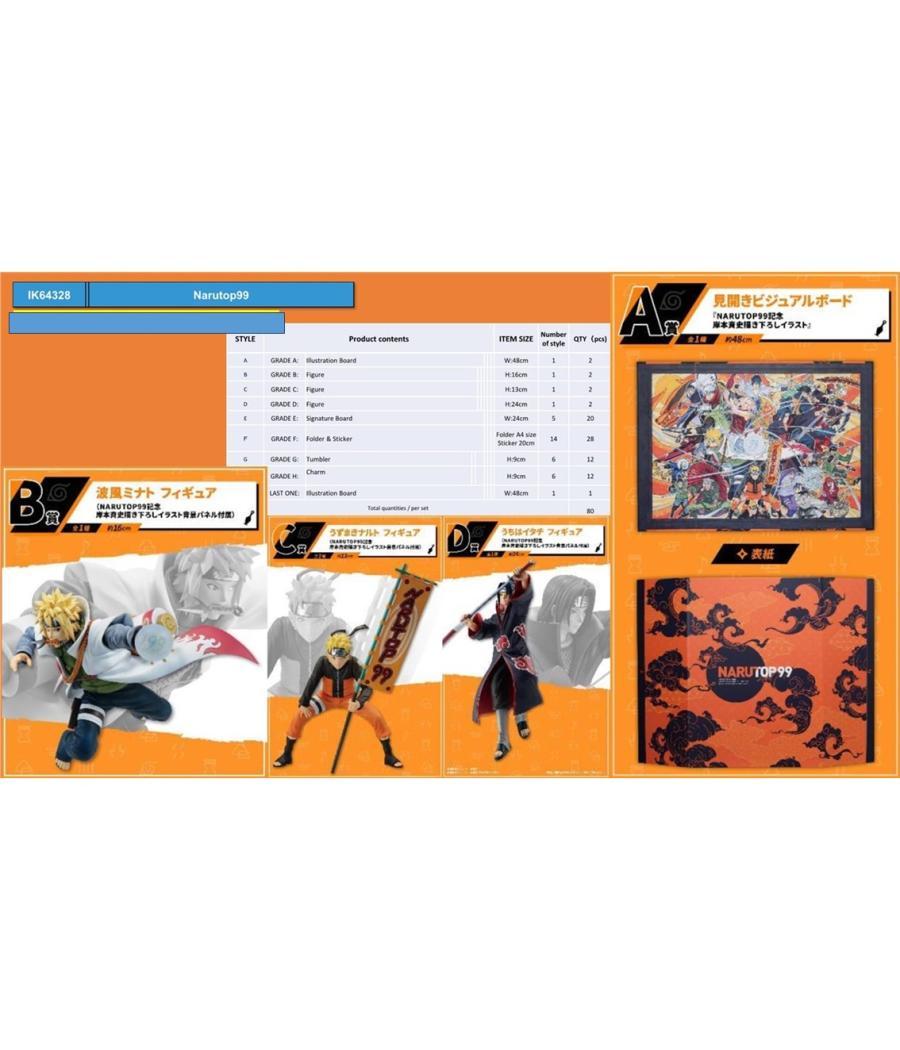 Ichiban kuji banpresto naruto top 99 lote 80 articulos