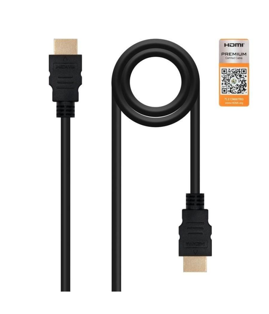 Cable hdmi 2.0 4k nanocable 10.15.3601/ hdmi macho - hdmi macho/ 1m/ certificado/ negro