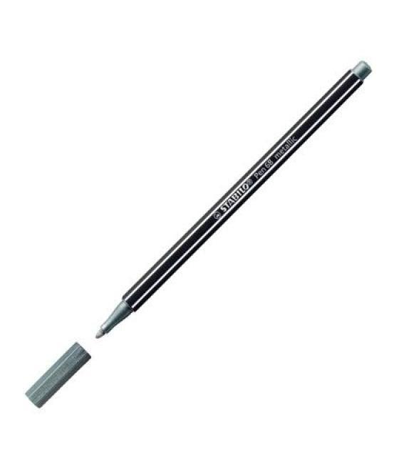 Stabilo rotulador pen 68 metallic plata caja 10 ud