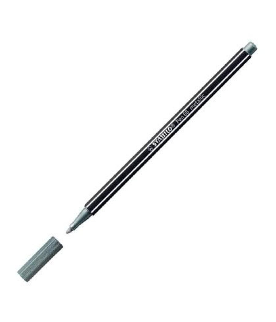 Stabilo pen 68 metallic rotulador plata caja -10u-