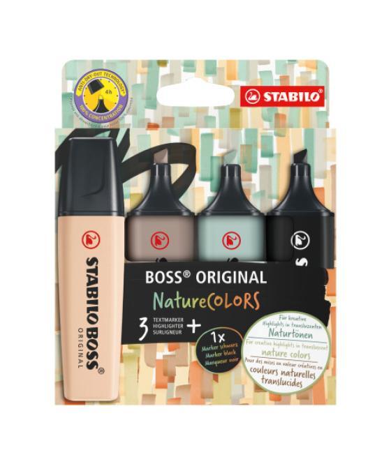 Stabilo boss original naturecolors marcador 4 pieza(s) punta de cincel beige, negro, verde, gris claro