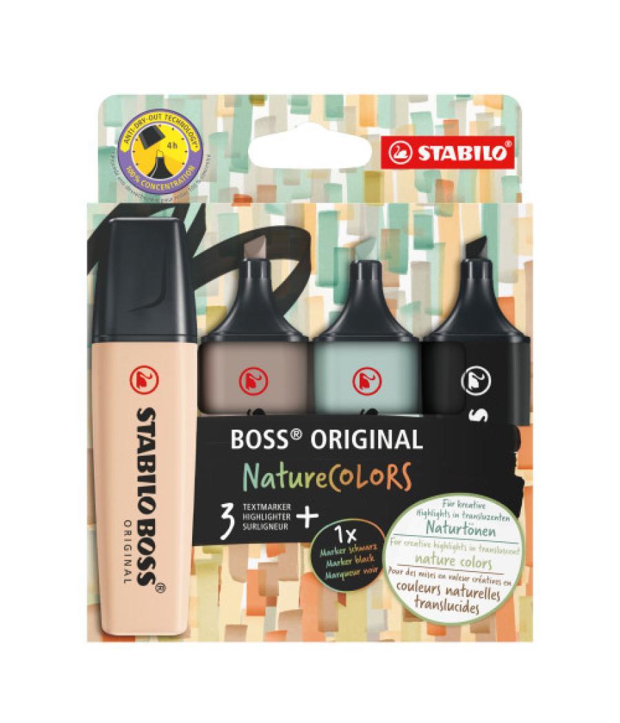 Stabilo boss original naturecolors marcador 4 pieza(s) punta de cincel beige, negro, verde, gris claro