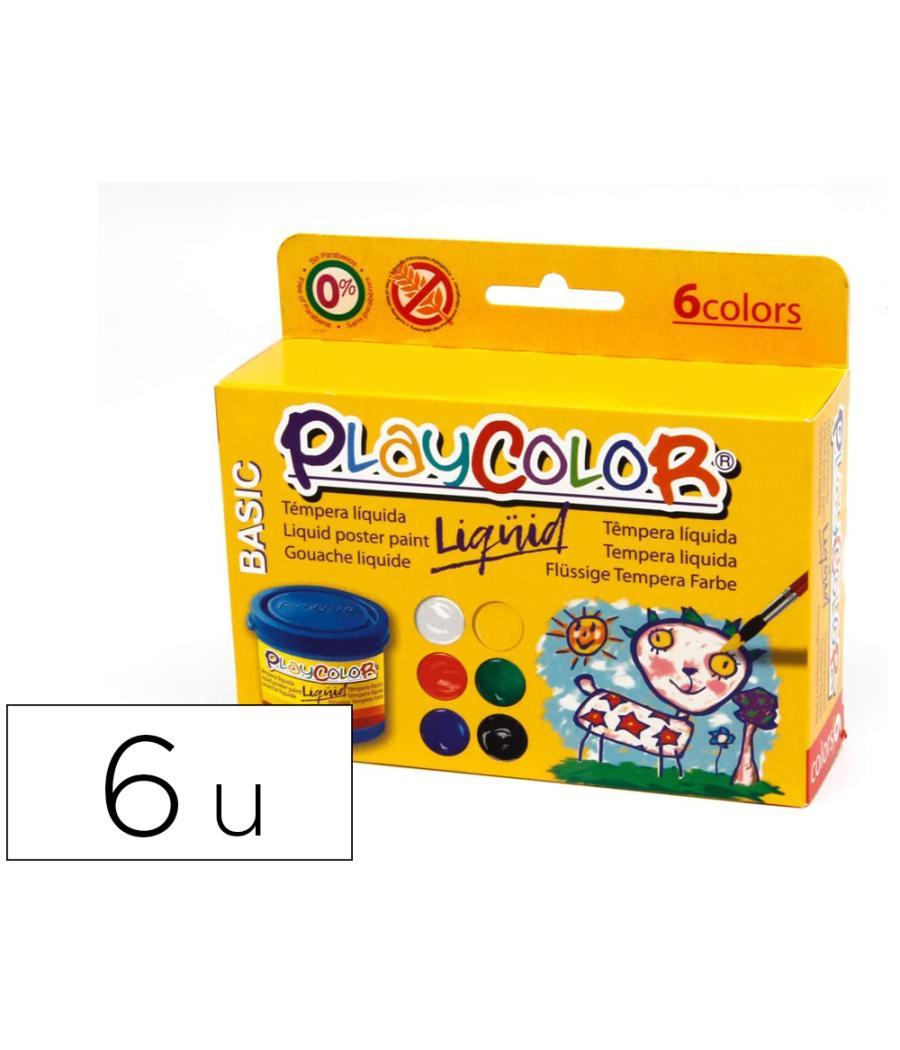 Tempera líquida playcolor liquid basic 40 ml caja de 6 unidades colores surtidos