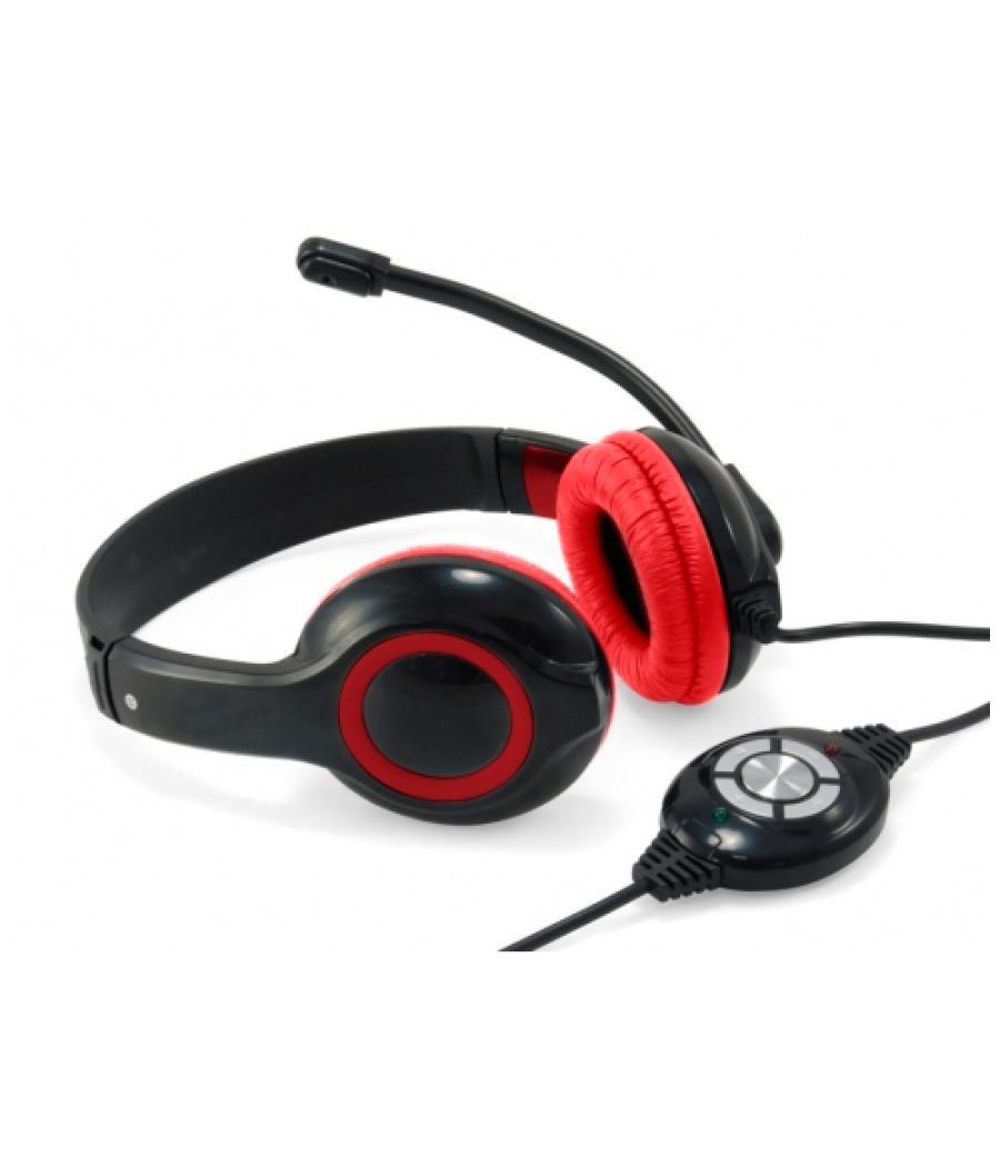 Headset conceptronic chatstar2u2r usb microfono flexible control de volumen color negro / rojo cchatstaru2r