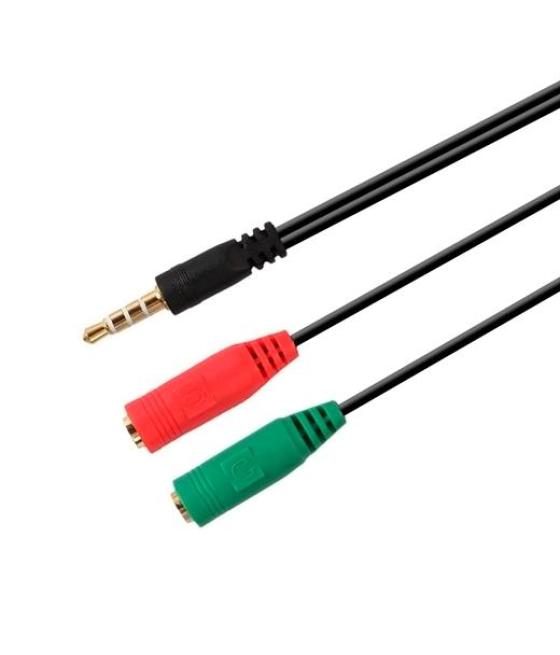 Aisens cable adaptador audio jack 3.5 4pines/m - 2xjack 3.5 3pines/h negro 20cm