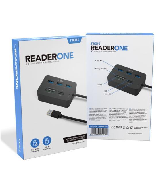 Lector de tarjetas nox nxliterdrone 3 x usb 3.0
