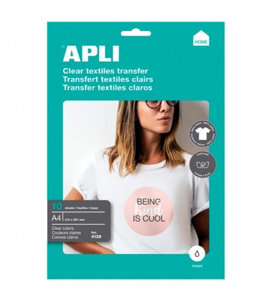 Apli papel transfer a4 prendas blancas inkjet paquete 10h