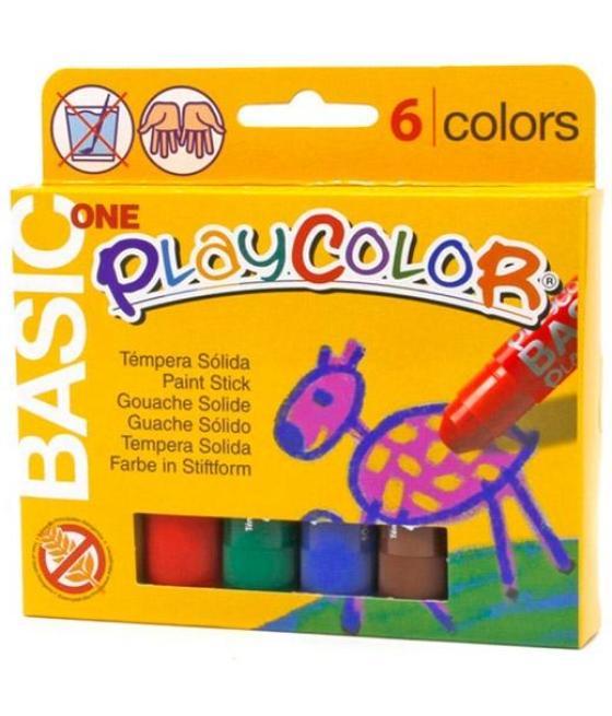 Playcolor témperas sólidas basic one barra estuche de 6 c/surtidos