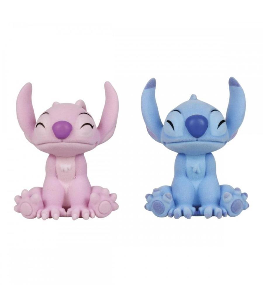 Pack de 2 figuras flocadas enesco disney stitch y angel beso