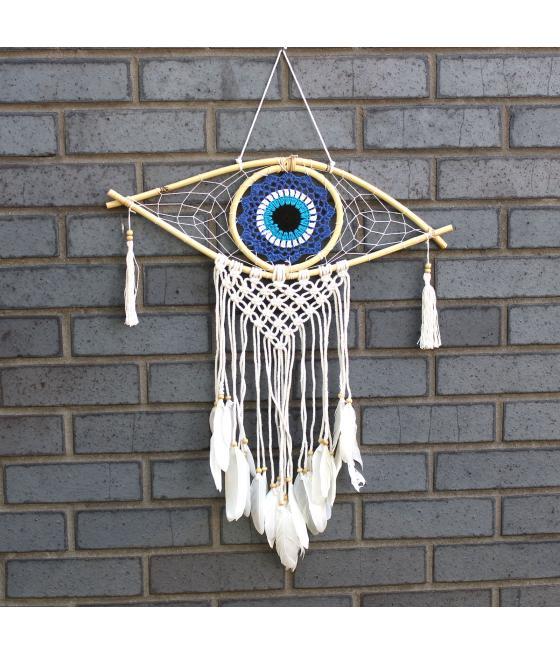 Atrapasueños - Med Macramé Evil Eye Azul / Blanco / Negro