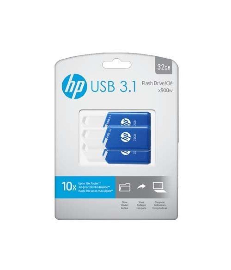 Hp pendrive x755w 32gb retráctil usb 3.1 c/ranura para colgar azul -pack 3u-