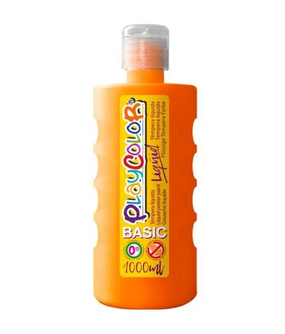 Playcolor témpera líquida basic botella 1000ml naranja