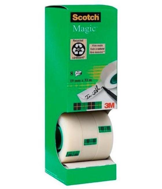 Scotch cinta adhesiva invisible magic rollo 19mm x 33m caja 8u