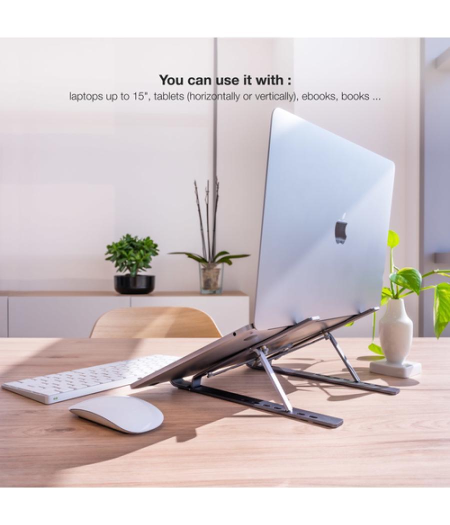 Soporte elevador aluminio plegable portÁtiles gris