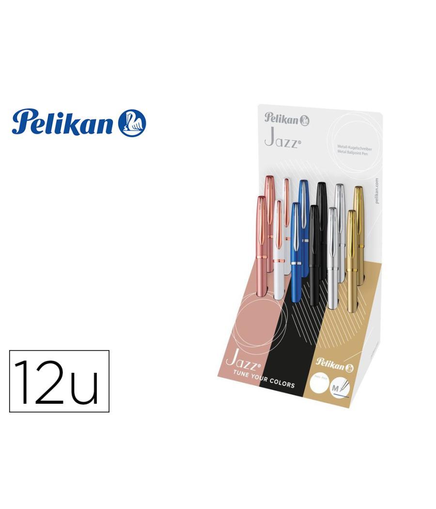 Bolígrafo pelikan jazz noble elegance expositor de 12 unidades colores surtidos