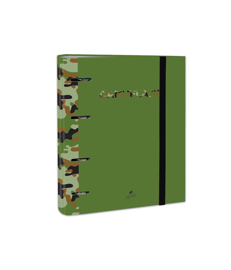 Carpeta de 4 anillas de 40 mm mixtas cartón forrado folio colores surtidos camuflaje 6 diseños