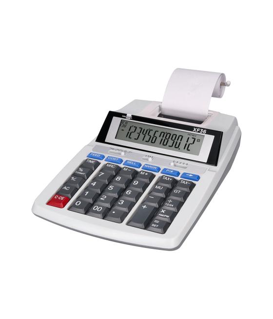 Calculadora liderpapel impresora pantalla papel 57 mm 12 dígitos impresión bicolor blanca 235x155x62 mm