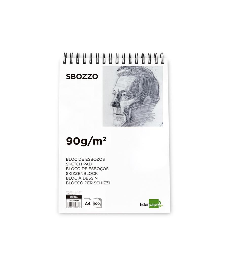 Bloc dibujo liderpapel esbozos espiral din a4 210x297mm 100 hojas 90gr/m2 sin recuadro