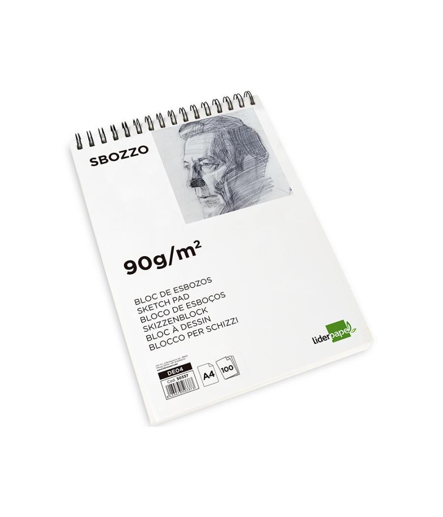 Bloc dibujo liderpapel esbozos espiral din a4 210x297mm 100 hojas 90gr/m2 sin recuadro