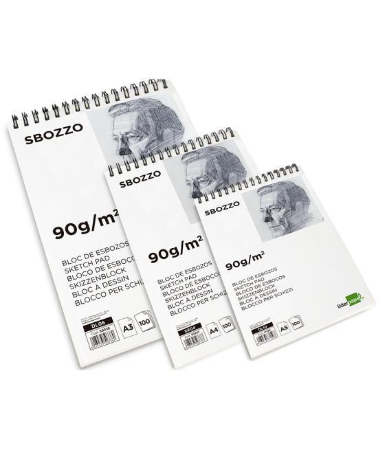 Bloc dibujo liderpapel esbozos espiral din a4 210x297mm 100 hojas 90gr/m2 sin recuadro