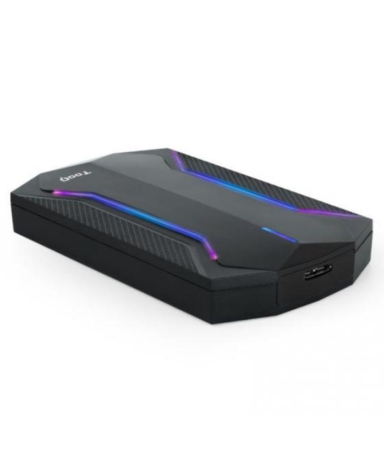 Caja externa 2.5 usb 3.0 tooq tqe-2599rgb para hd hasta 9.5mm sata usb 3.0/3.1 gen1 dise¥o gaming con iluminacion rgb