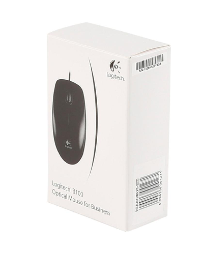 Logitech b100 - ratón - óptico - 3 botones - cableado - usb - negro