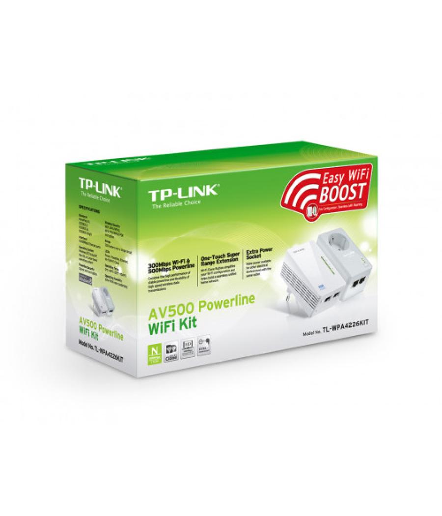 Tp-link kit powerline wi-fi av600, qualcomm, 300mbps en 2.4ghz, 600mbps powerline, homeplug av, 2 puertos 10/100mbps, wi-fi clon