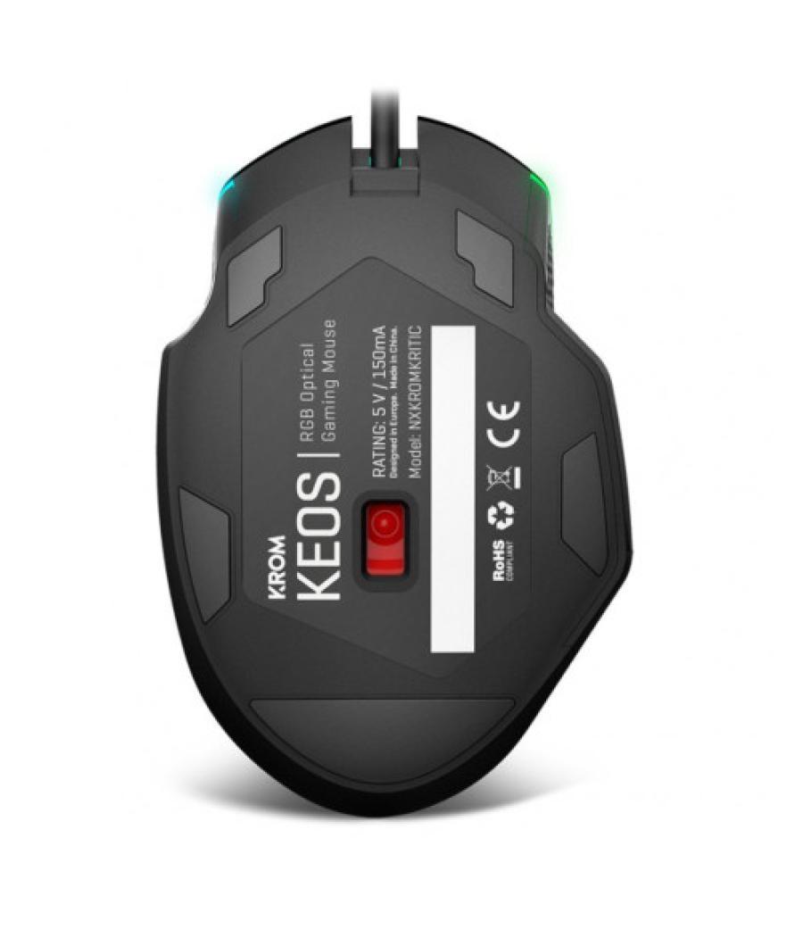 Krom keos ratón usb tipo a óptico 6400 dpi mano derecha