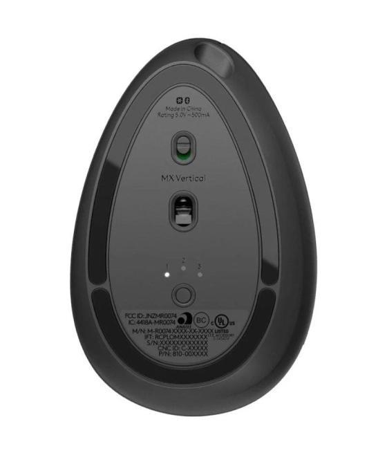 Ratón ergonómico inalámbrico por bluetooth logitech vertical mx/ batería recargable/ hasta 4000 dpi